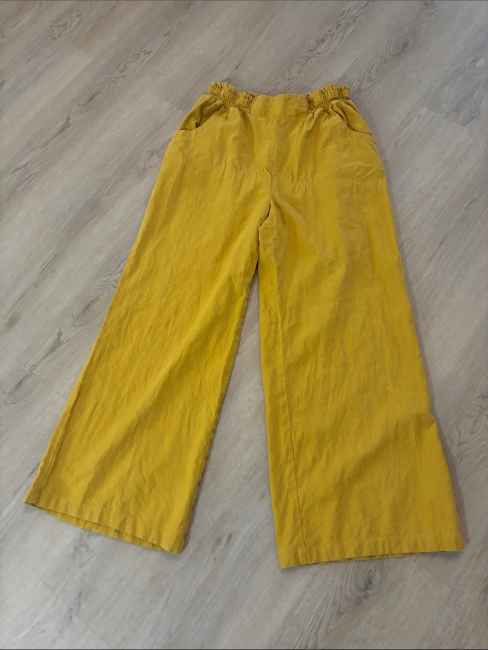 Cato Est. 1946, hi-rise linen blend size L Yellow Palazzo Pants wide leg FALL